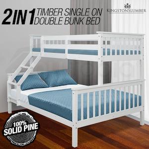 Torino Triple Bunk Bed White Single on Double