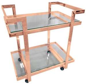 Drinks Trolley Rose Gold / Glass