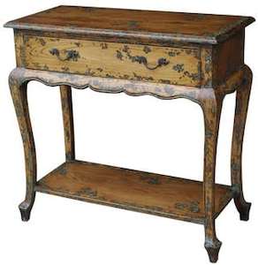 Louis Hall Table Solid Oak With Verdigris