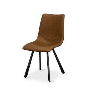 Rustic Chair – Brushed Black Iron Leg – Cognac