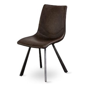 Rustic Chair – Brushed Black Iron Leg – Brown