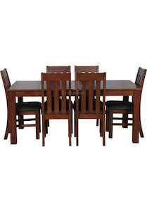 Furniture: Oakland Oak – 1800 x 1000 Dining Suite – 7P – Dark