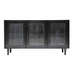 Tate 3 Door Reeded Glass Sideboard – Black