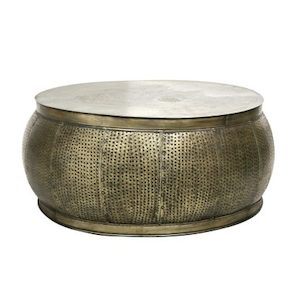 Chandri Round Hammered Brass Coffee Table