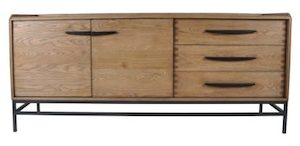 Furniture: Oak & Metal Buffet