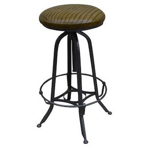 Industrial Leather Bar Stool