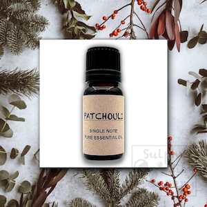 Pure patchouli essential oil, single note.