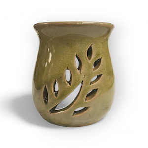 Mini oil burner, leaf cut out - green