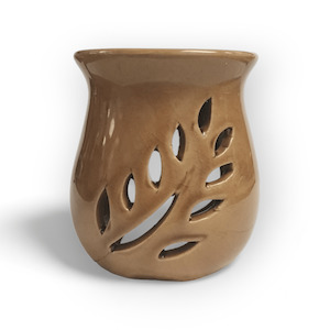 Mini oil burner, leaf cut out - brown