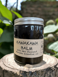 Soap manufacturing: Kawakawa Balm, 140g in amber glass jar.