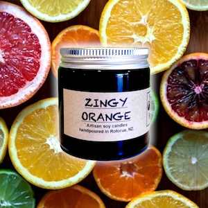 Zingy Orange scented soy candle. 80g