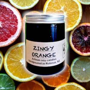 Zingy Orange scented soy candle. 150g