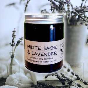 White Sage & Lavender scented soy candle. 150g