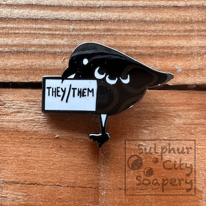 Soap manufacturing: They/Them black bird - Pride Pin.