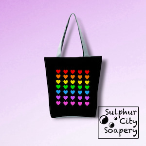 Soap manufacturing: Pride Tote Bag - Rainbow of Hearts