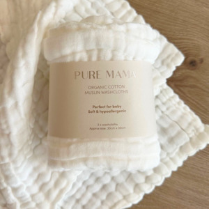 Pure Mama Muslin Washcloth Set (Set of 3)