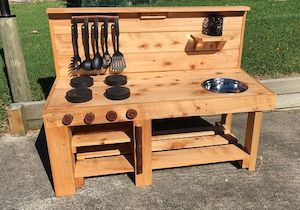 1.2m Pre-School Rustic Mud Kitchen with Oven - Sunset Coast Creations