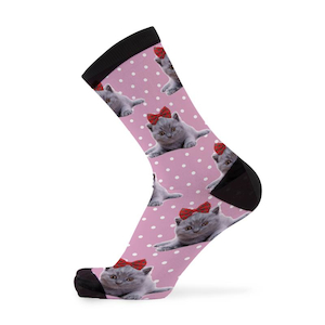 Ribbon Cat Printed Bamboo Socks