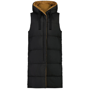 Moke Kyri Long Vest Jacket-Blk/Carmel