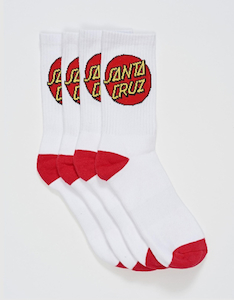 Clothing: Santa Cruz Classic Dot 4Pk Crew Sock-White