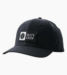 Salty Crew Alpha Flag Elastic 6 Panel Cap-Black