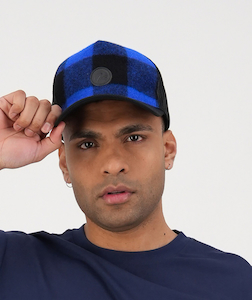 Swanni Trucker Cap-Blue/Black Check