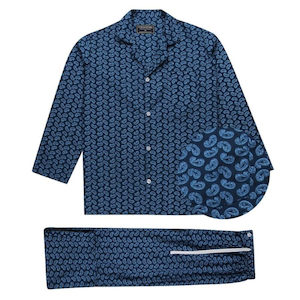 Clothing: Koala Satinstripe Long Pyjama-Blue/Navy