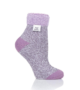 Ladies HH Turnover Bed Sock-Grey Purple