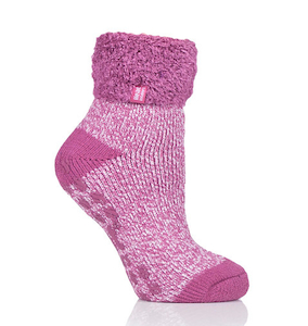 Ladies Heat Holder Lounge Grip Sock-Pink