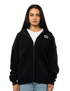 Russell Embroidered Zip Hoodie-Black