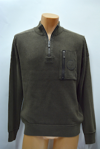 Berlin 1/4 Zip Stonewash Sweater-Olive