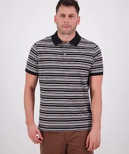 Swanndri Sandhurst Mens Polo-Black Lt taupe