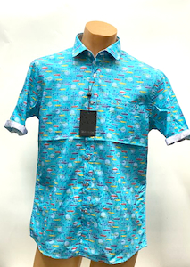 Berlin Cadillac Print SS Shirt-Teal