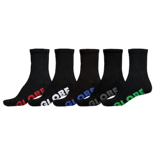 Globe Stealth 5Pk Crew Socks-Black