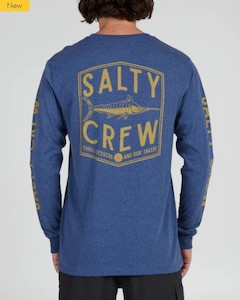 Clothing: Salty Crew Fishery LS Tee-Navy Heather