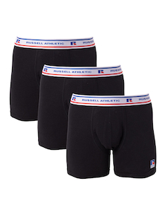 Russell Cotton 3Pk Trunks-Black