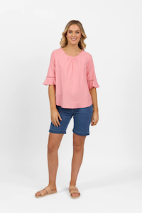 Clothing: Vassalli Round Neck Top-Pink