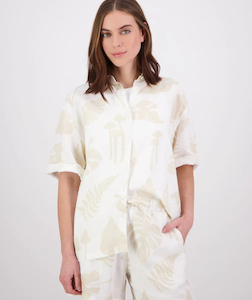 Swanndri Forager Womens SS Shirt-White/Lt Taupe