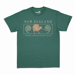 Wild Kiwi Embroided Kiwi Tee-Teal