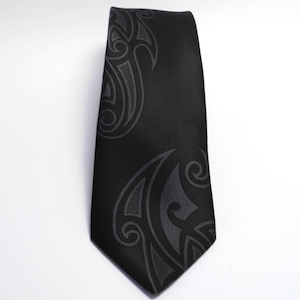 Maori Charcoal Falling Motif Tie