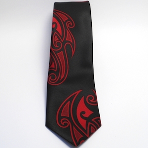 Maori Red Falling Motif Tie