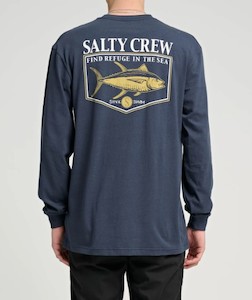 Clothing: Salty Crew Angler LS Tee-Navy