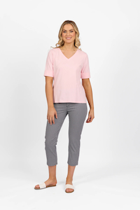 Vassalli V Neck Top-Light Pink