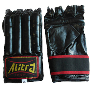 Sporting equipment: Cut Finger Mitts cowhide black