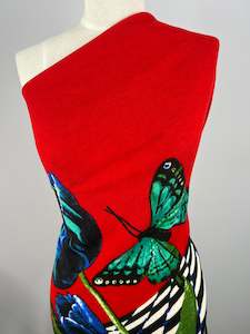 Remnants 1: Textured Knit - Red Butterfly - Panel - 85cm