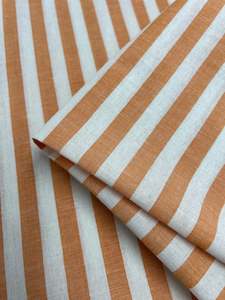 Linen: Linen Cotton - Thick Orange and White Stripe - 145cm