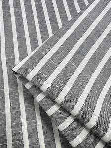 Linen Cotton - Dark Grey Stripe - 145cm