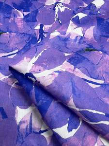 Cotton: Printed Cotton - Amethyst Leaf - 150cm