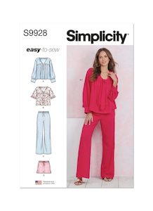 Pattern - Simplicity - 9928 -  Misses’ Lounge Tops, Trousers and Shorts