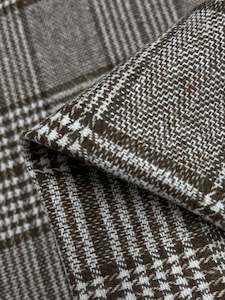 Wool Deisgner Wool Flannel: Wool Flannel - Brown and White Plaid - 150cm